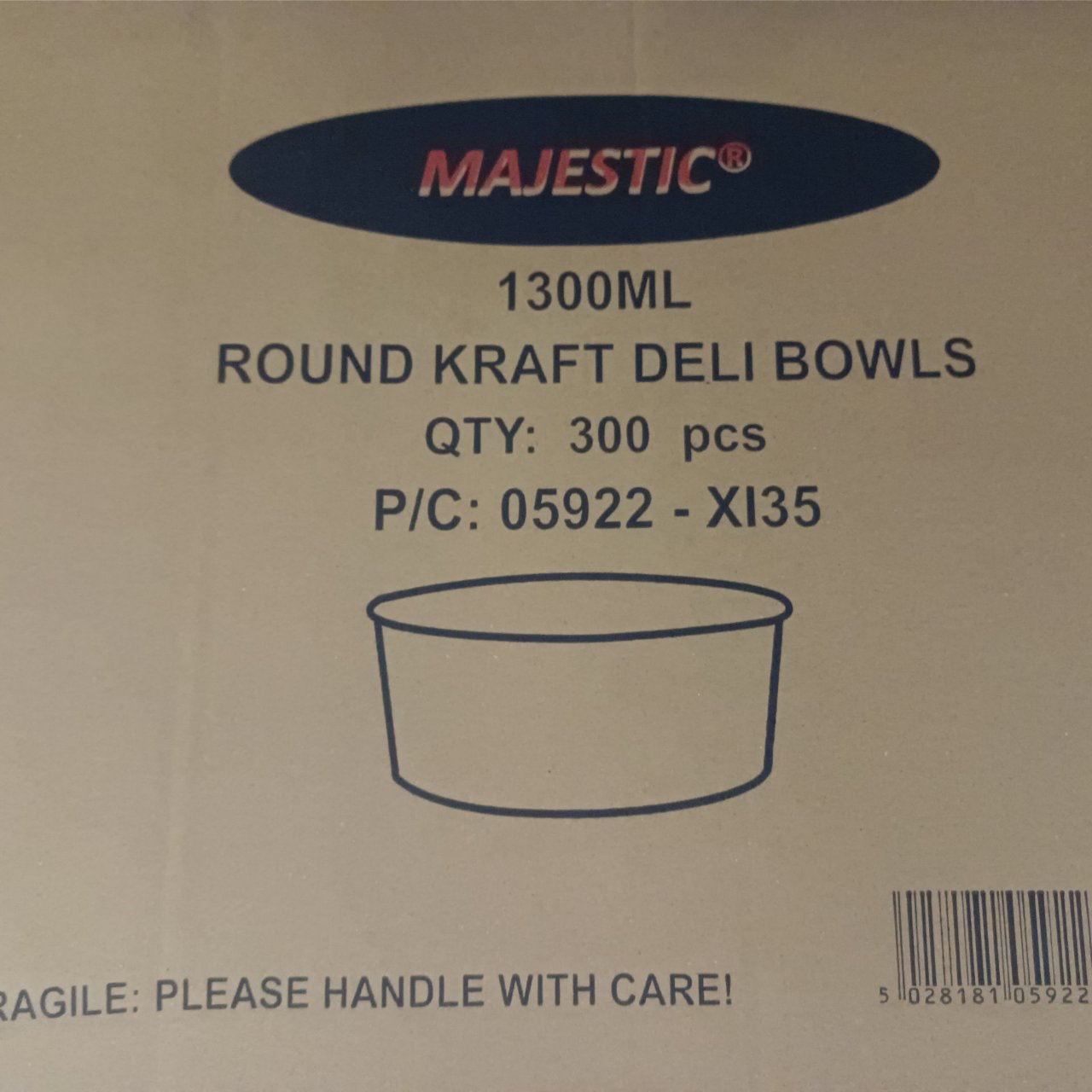 Majestic Round Kraft Deli Bowls 1300