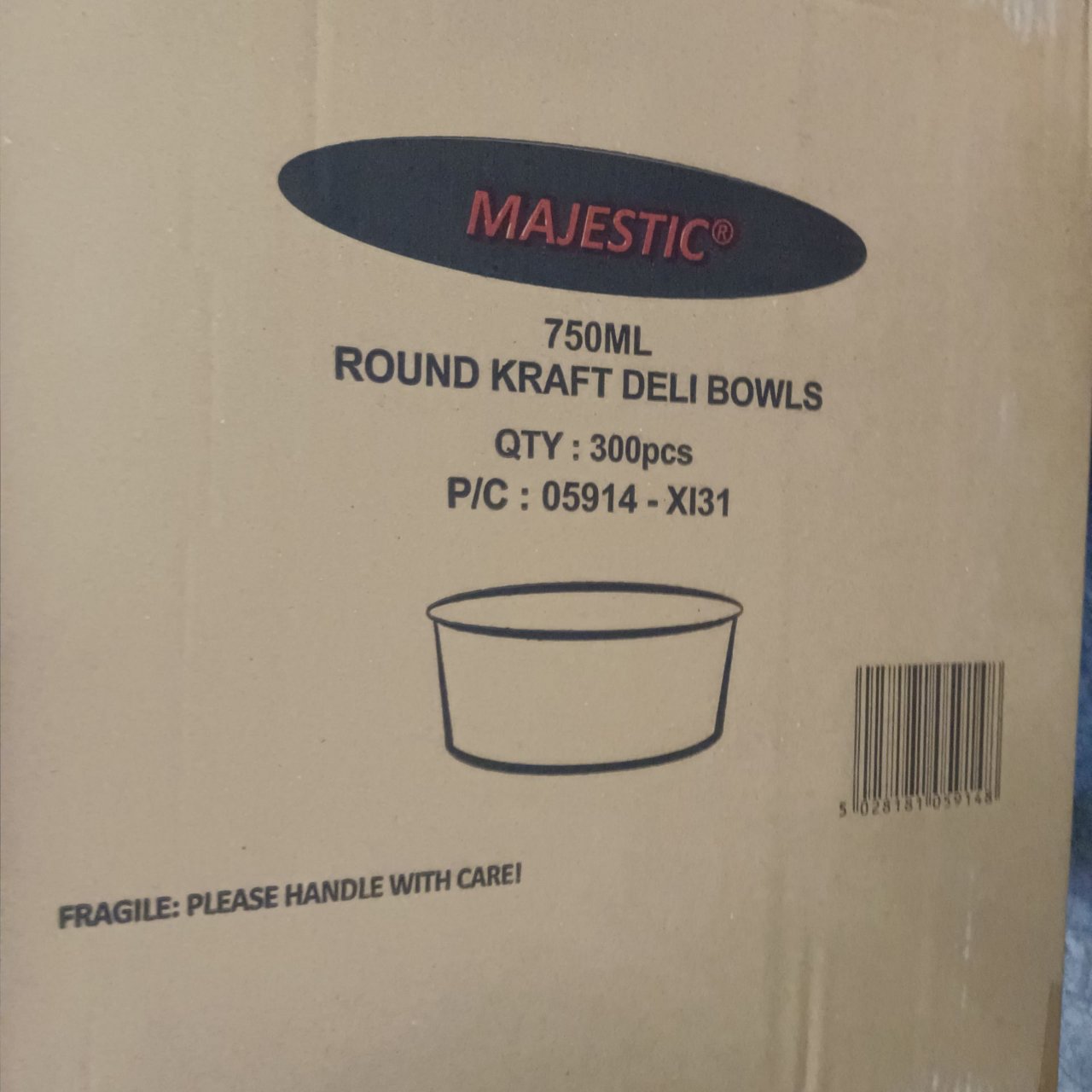 Majestic Round Kraft Deli Bowls 750